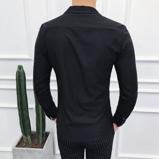 2022 Brand Clothing Men High Quality Spring Long-Sleeved Shirts/Male V-neck