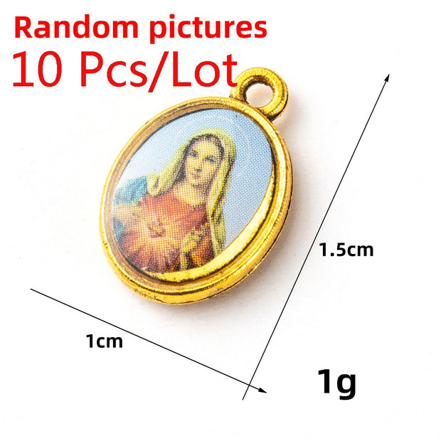 10 Pcs/Lot Vintage Small Virgin Mary Holy Spirit  Saint Jesus Father Anthony Pendants