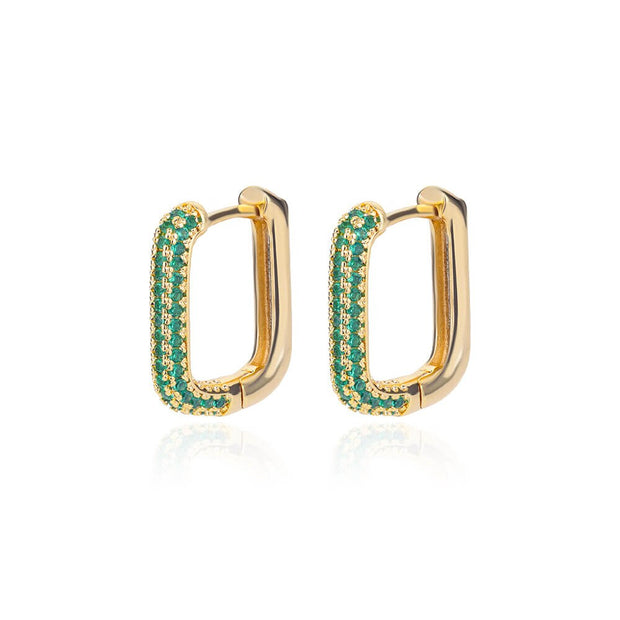Black Zircon Hoop Earrings for Women Square Stainless Steel Earrings 2022