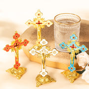 Fashion Luxury Big and Small Cross Jesus Crystal Statue Figurine Xmas Ornament