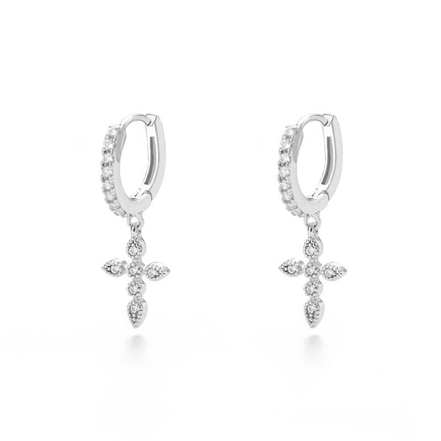 Gothic Cross Drop Earrings for Women Aesthetic Love Heart Hoop Earrings 2022