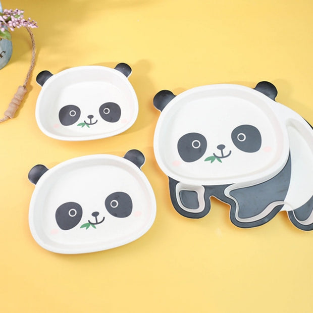 Bamboo Fiber Children Tableware Cute Cartoon Panda Food Plate