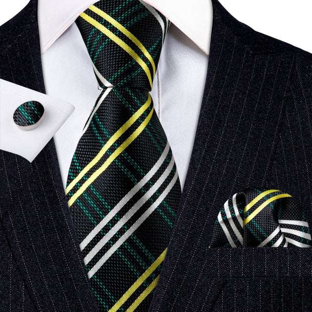 3PC Fashion Luxury Dark Floral 100% Silk Tie Gifts For Men Suit