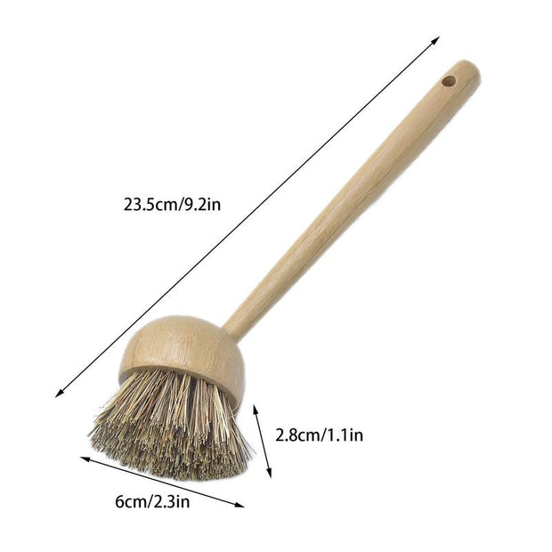 Natural Pan Cleaning Brush Bamboo Handle Dish Brush