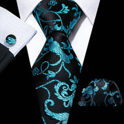 Tie Set Silk Jacquard Floral Necktie Wedding Business Handkerchief Cufflinks Tie