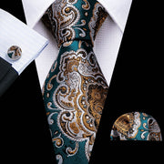 Tie Set Silk Jacquard Floral Necktie Wedding Business Handkerchief Cufflinks Tie