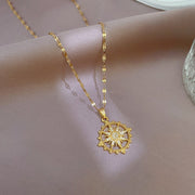 316L Stainless Steel Kpop Style Sun Star Pendant Necklace For Women