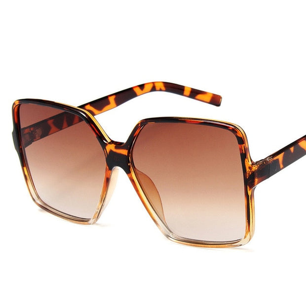 ZXWLYXGX Fashion Women Oversize Sunglasses Gradient Plastic Brand Designer
