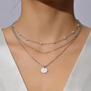Vintage Pearl Charm Layered Necklace Women Jewelry Layered Accessories