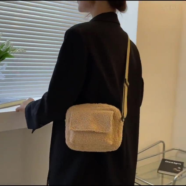 New Plush Fabric Women's Shoulder Crossbody Bag