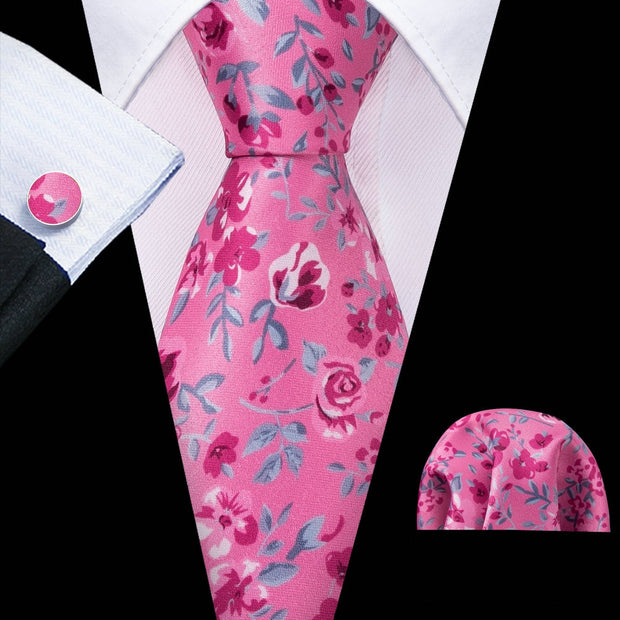 Tie Set Silk Jacquard Floral Necktie Wedding Business Handkerchief Cufflinks Tie