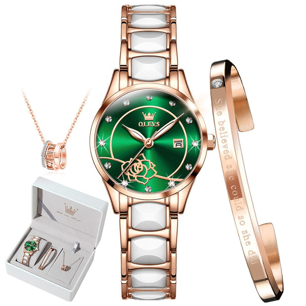 Japan Movement 28MM Dial Waterproof Watch Ceramics Women Wristwatch Gift for Valentine Day