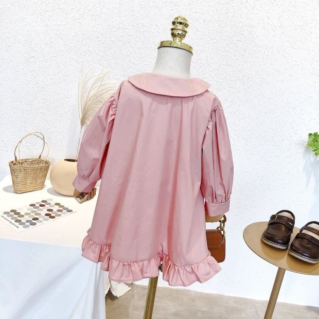 Autumn New Baby Girl Elegant Dress Korean Style Lapel Princess Dresses