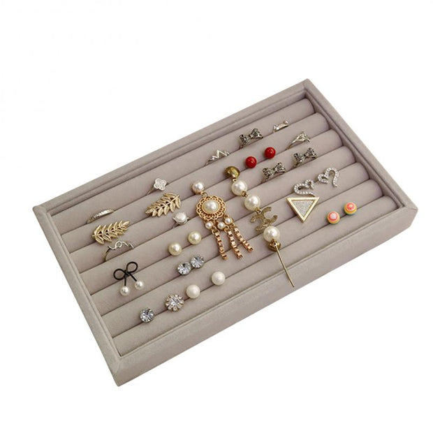 Jewelry Box Fashion Velvet Earrings Necklace Ring Jewelry Organizer Case for drawer