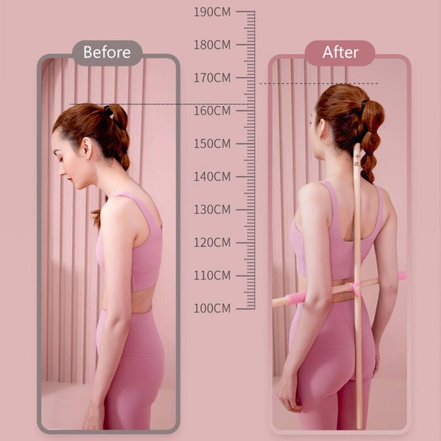 Women Girl Wooden Posture Corrector Stick Back Posture Correction Stretcher