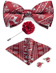 Wedding Bow Tie for Men Classic Red Pre-tied Bowtie Gift Set