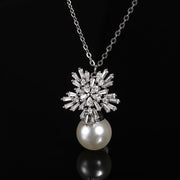 Imitation Pearl Earrings Women Fashion Snowflake Crystal Earrings Charm