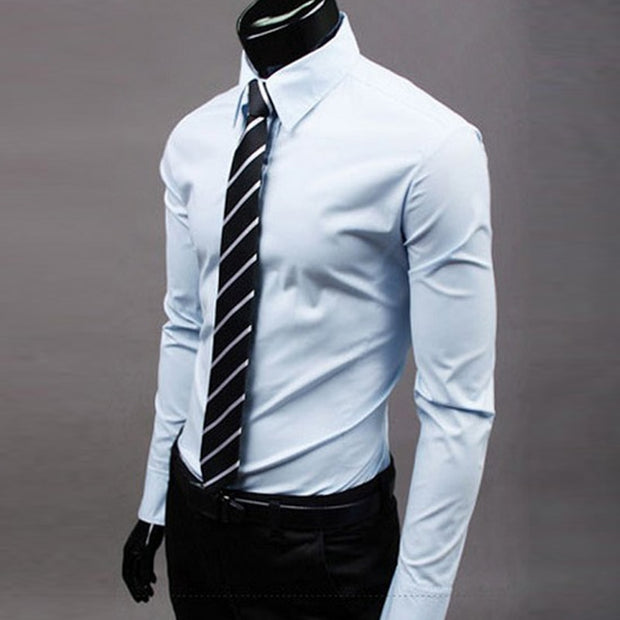 Button Up T Shirt Slim Fit Casual Long-sleeved Blouse Formal Social Business