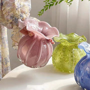 Handmade Glass Lucky Bag Colorful Flower Vase for Home