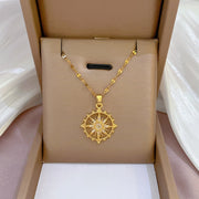 316L Stainless Steel Kpop Style Sun Star Pendant Necklace For Women