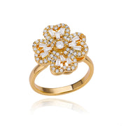 Rotating Four Clover Adjustable Rings for Women Stainless Steel Wedding Ring