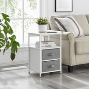 2-Drawers Nightstand with USB Bedroom White Bedside Table Bedroom Furniture