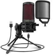 USB Condenser Microphone Professional Studio DJ Recording Streaming Mic With Pop Filter