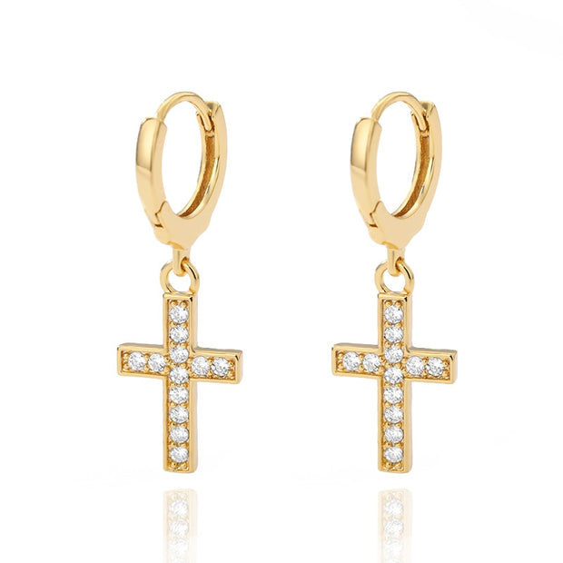 Gothic Cross Drop Earrings for Women Aesthetic Love Heart Hoop Earrings 2022