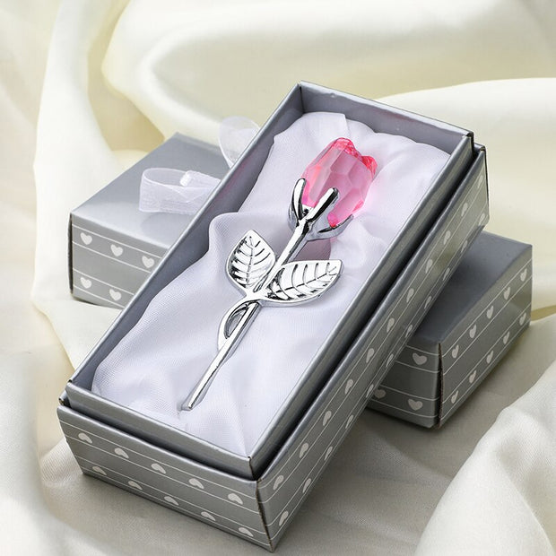 Valentines Day Gift Crystal Glass Rose Artificial Flower Valentines Day for Girlfriend
