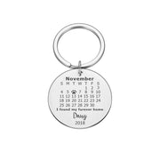 Personalized Custom Key Chain Ring Engraved Calendar Date Stainless Steel Keyring