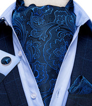 Luxury Men&#39;s Vintage Paisley Floral Formal Cravat Ascot Tie Self British Style
