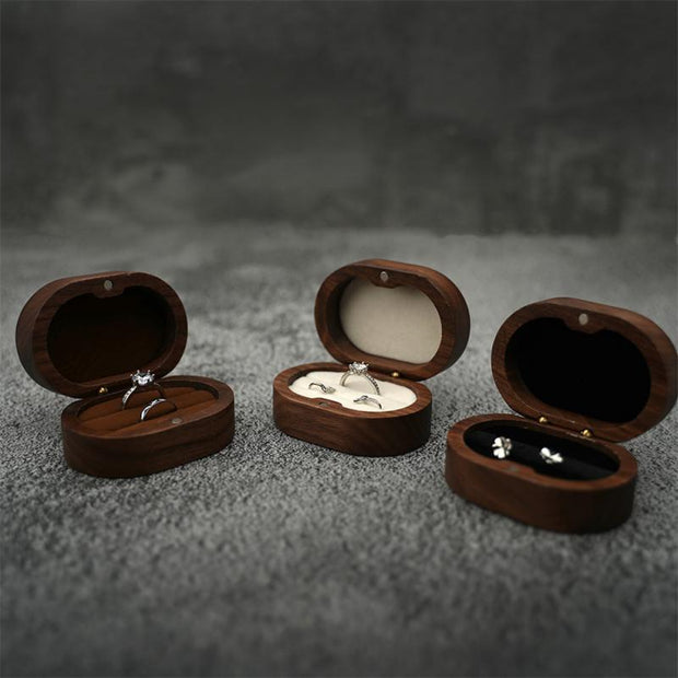Retro Wedding Wooden Ring Box Necklace Ring Earrings Storage Box Wooden