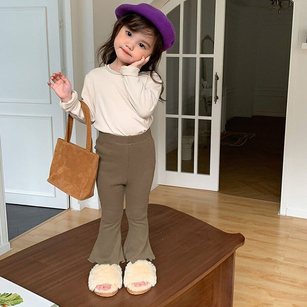 Kids Girl Casual Pant Elastic Waist Korean Style Bell Bottoms