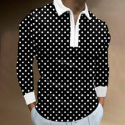 Fashion Men's Clothing Polo Shirts Wave Striped Print Casual Short Sleeve