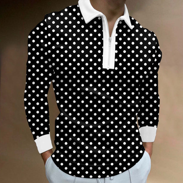 Fashion Men's Clothing Polo Shirts Wave Striped Print Casual Short Sleeve