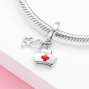 925 Sterling Silver Nurse Hat Heart Brain Lungs Ribs Pendants Beads Fit Charm