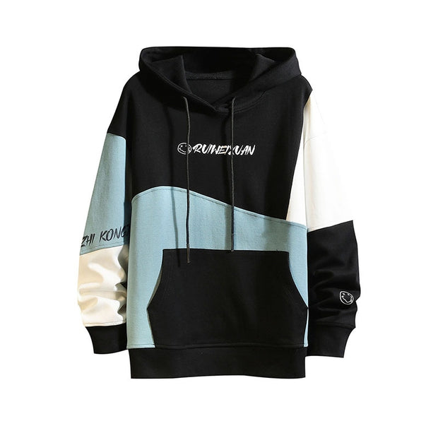 Wetailor Brand Men Hoodies Plus Size Men patchwork Print Long Sleeve Hoodie