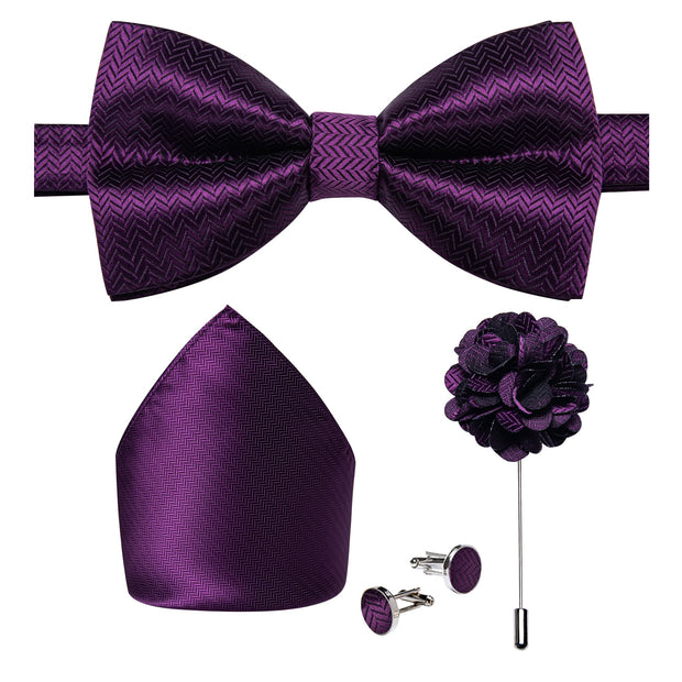 Wedding Bow Tie for Men Classic Red Pre-tied Bowtie Gift Set