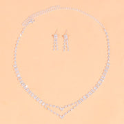 StoneFans Lozenge Necklace Earrings Set Aesthetic Women Bridal Accessories