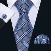 Fashion Green Plaid Men Tie Set Silk Jacquard Necktie Wedding Business