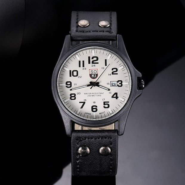 Classic Watch Men Watches Stainless Steel Waterproof Date Leather Strap Sport