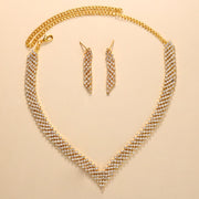 StoneFans Lozenge Necklace Earrings Set Aesthetic Women Bridal Accessories