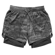 Camo Running Shorts Men 2 In 1 Double-deck Quick Dry GYM Sport Shorts