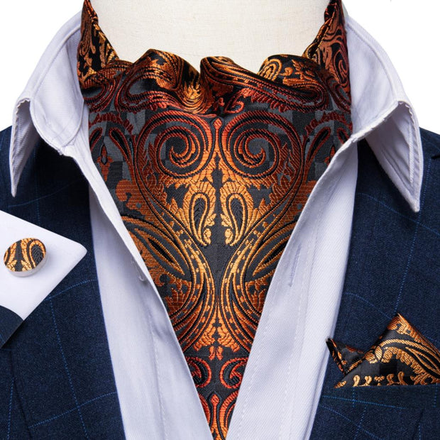 Luxury Men&#39;s Vintage Paisley Floral Formal Cravat Ascot Tie Self British Style