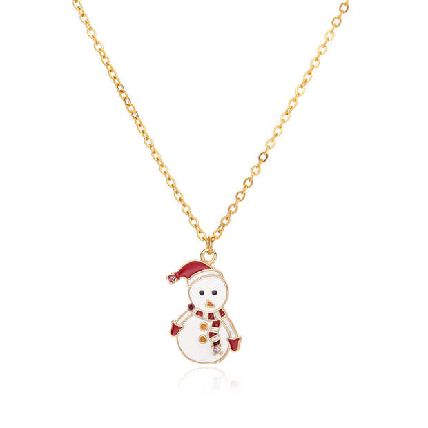 Zircon Christmas Tree Necklace For Women Chain Stainless Steel Necklace