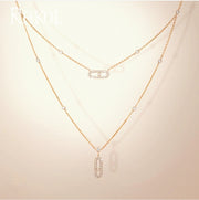 RAKOL Trendy Dainty Initial Cubic Zirconia Tag Shape Choker Necklace for Women