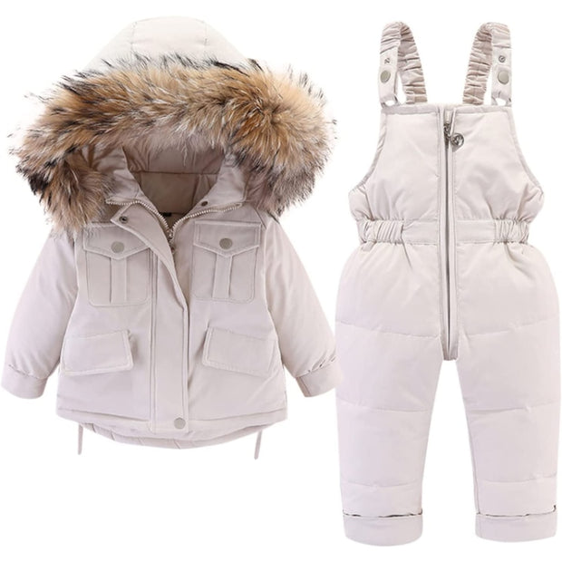 2pcs Set Baby Girl Winter Down Jacket and Jumpsuit for 0-4Year