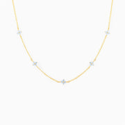 New Design Tiny Blue Flower Necklace for Women Gold Color Cute Pendant Necklace