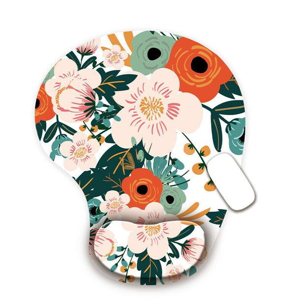 Flower Ergonomic Mouse Pad with Wrist Rest Non-Slip Rubber Computer Mat