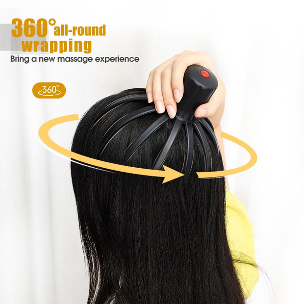 Octopus Claw Electric Head Massager Wireless Scalp Scratcher Migraine Relief Stress